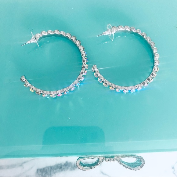 💕Pretty Crystal Rhinestone Hoop Earrings - Picture 12 of 12